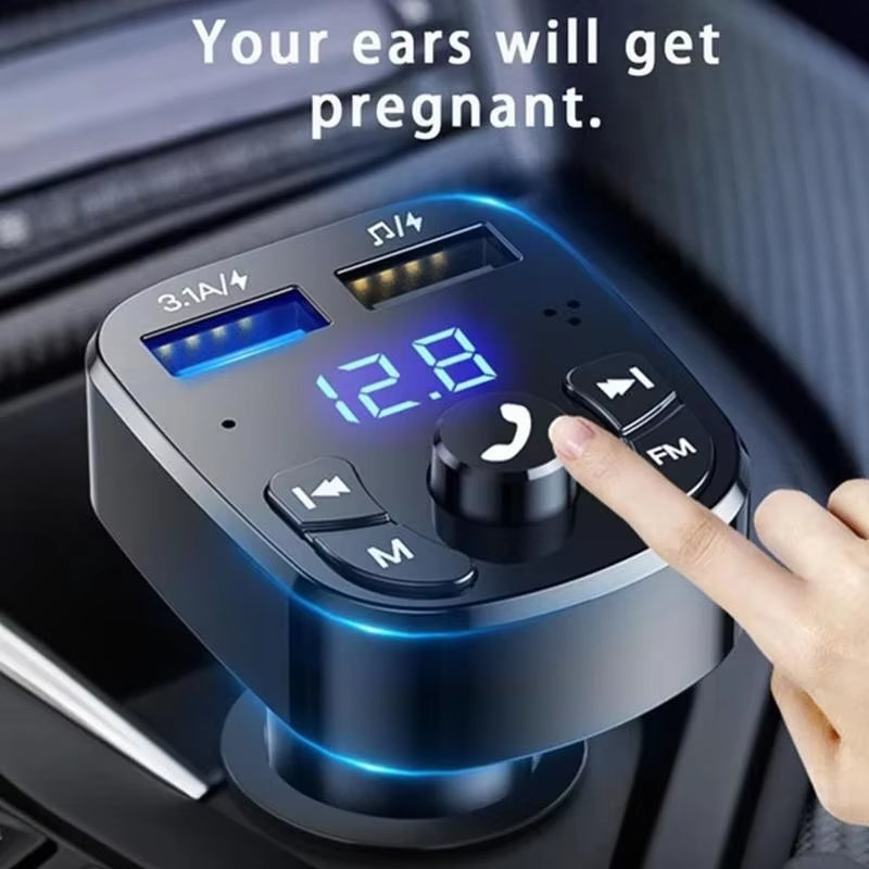 Car Bluetooth 5.0 Music Player FM Transmitter Dual USB Port Car Charger MP3 Receiver 3.1A Fast Charger Audio Recciever